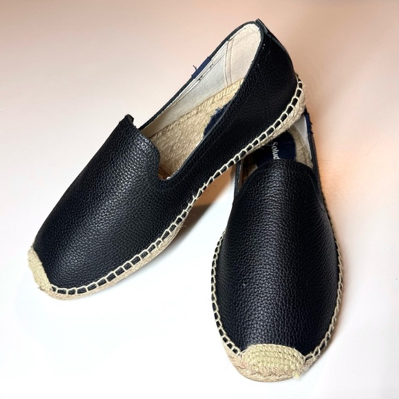SOLUDOS Men’s Black Beige Leather Espadrille Loafers Size- 8 ( New Without Box ) - Picture 4 of 10